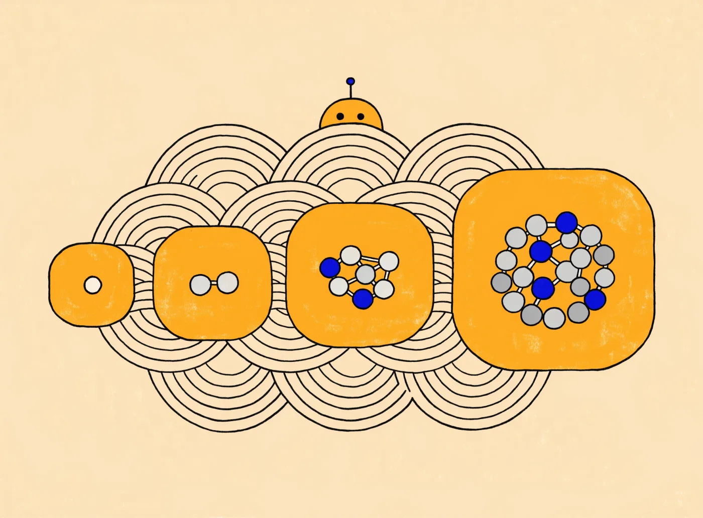 Team networks growing from a solo founder to a large enterprise, served by one AI agent