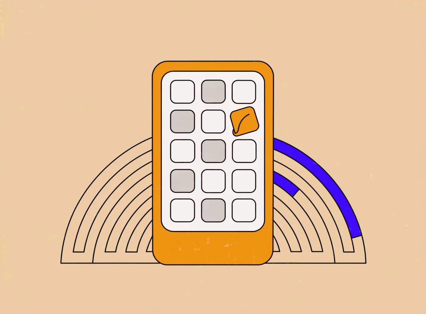A phone home screen of app icons with one tile standing out, the design that earns its place